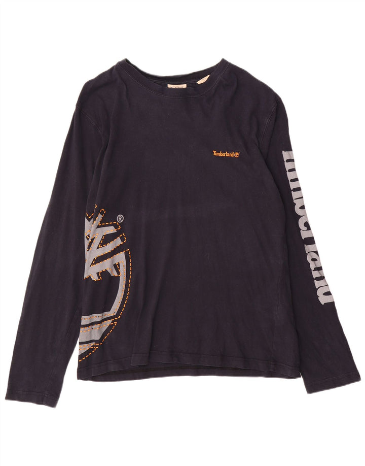 Timberland Mens Graphic Top manga comprida XL azul marinho algodão