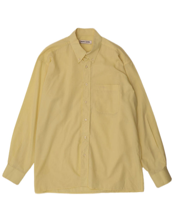Camisa masculina Pierre Cardin tamanho 42 16 1/2 grande poliéster amarelo