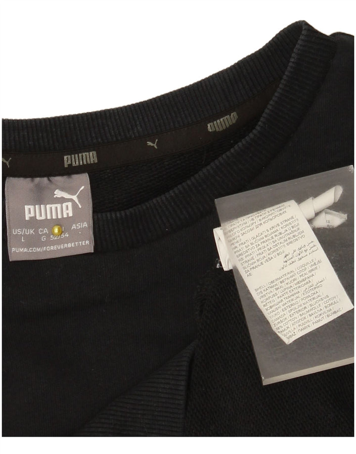 Puma Mens Graphic Moletom Jumper Grande Algodão Preto