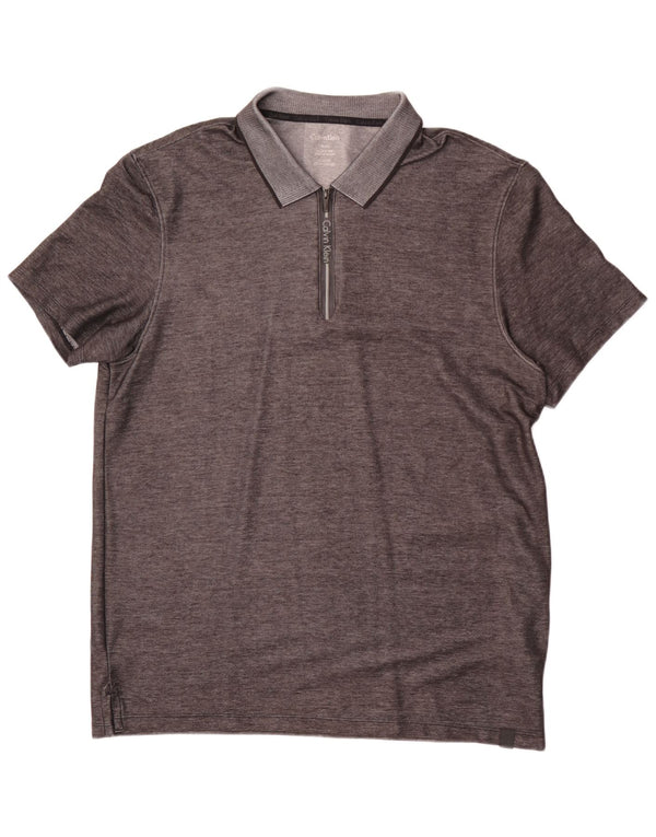 Camisa polo masculina Calvin Klein XL cinza manchada