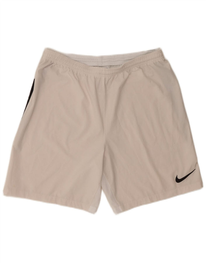 Shorts esportivos masculinos Nike Dri Fit médio branco colorblock