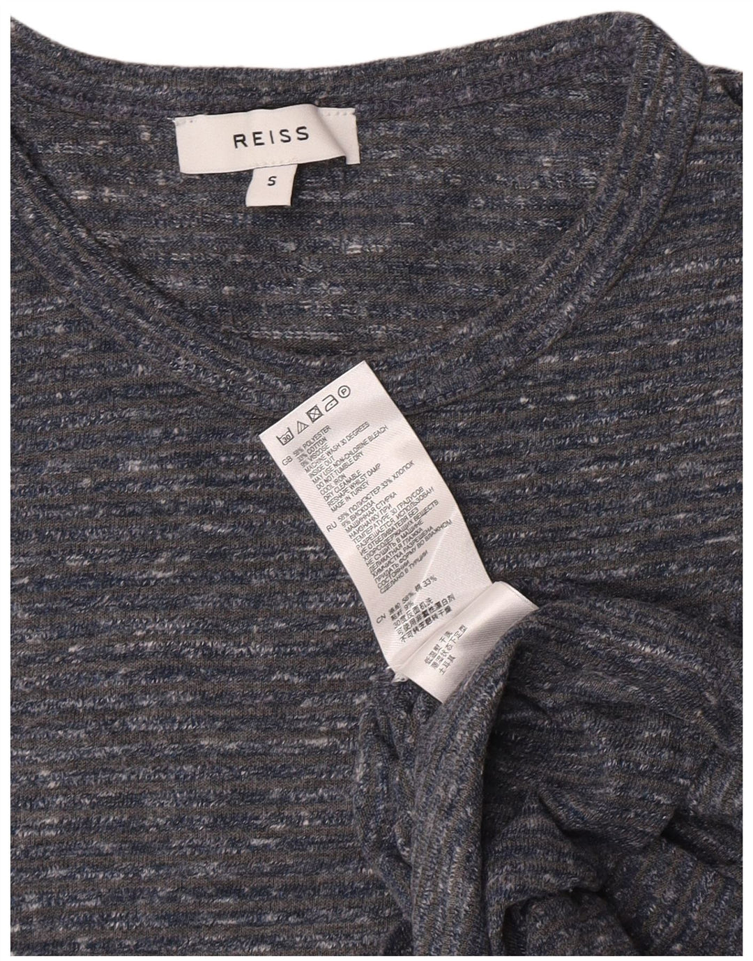Camiseta masculina Reiss Top pequeno poliéster manchado cinza