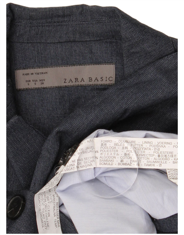 Jaqueta blazer feminina Zara com 1 botão Reino Unido 10 pequeno azul marinho poliéster