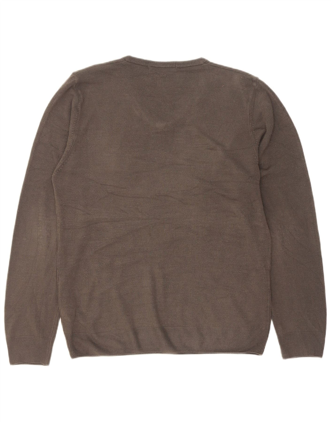 Suéter masculino Marks & Spencer com decote em V cinza médio acrílico