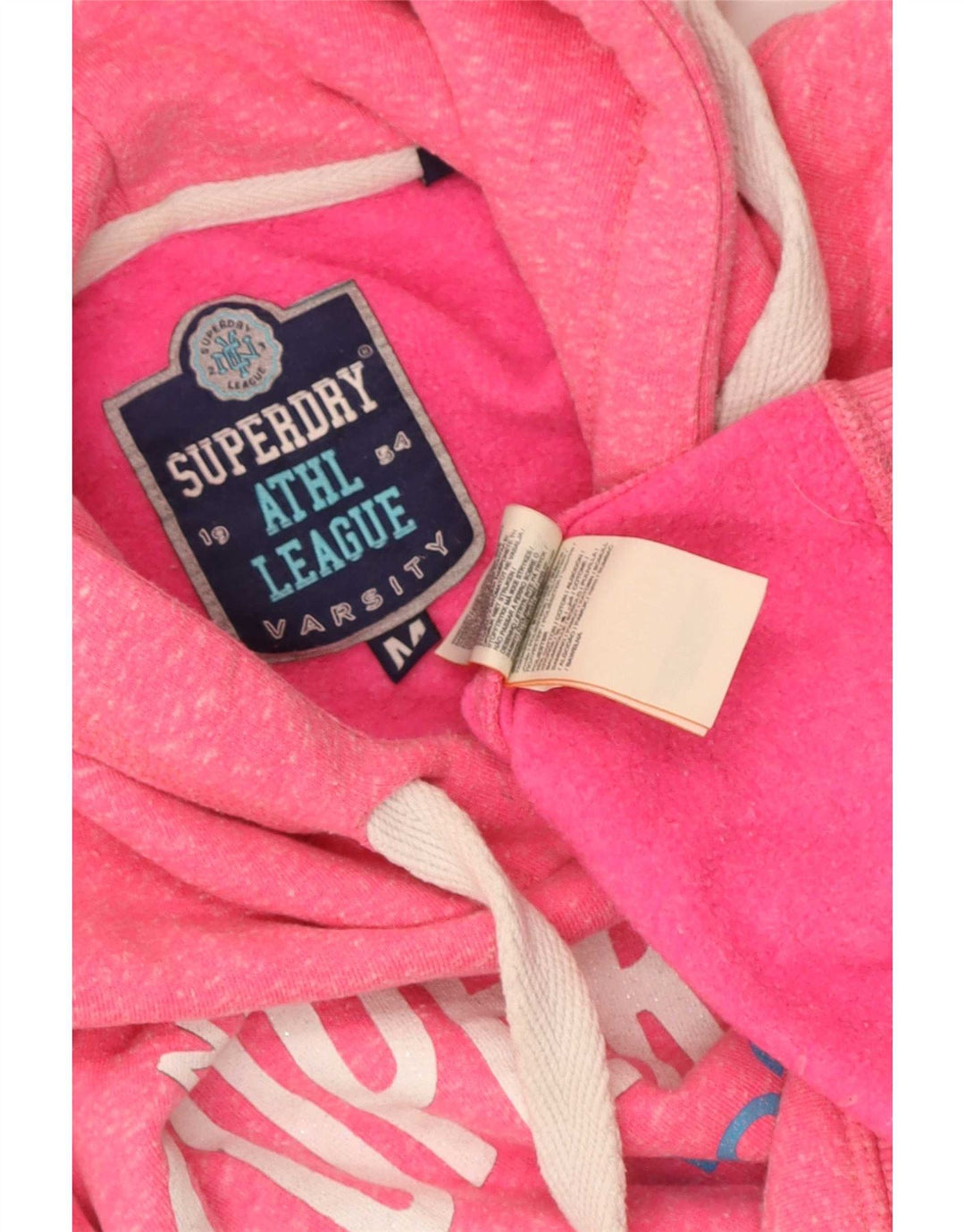 Superdry feminino gráfico moletom com capuz UK 14 poliéster rosa médio