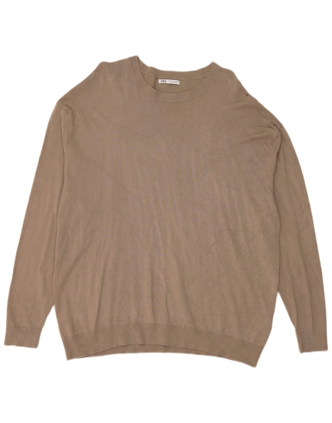 Zara Suéter masculino com gola redonda XL Viscose cinza