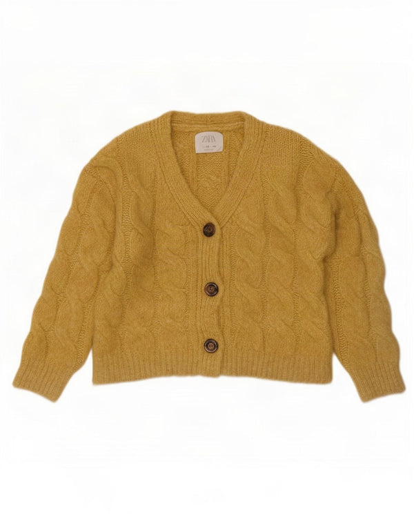 Suéter Zara Girls Crop Cardigan 8-9 Anos Amarelo Acrílico