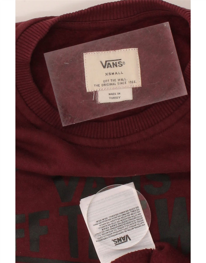 VANS Mens Graphic Sweatshirt Jumper XS Burgundy Cotton Vintage Vans and Second-Hand Vans from Messina Hembry 