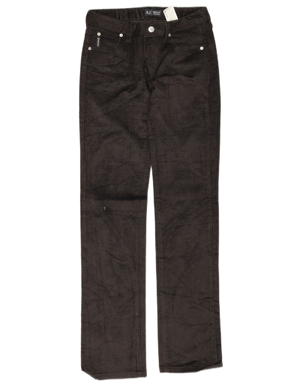 Calça feminina reta de veludo Armani W26 L32 algodão preto