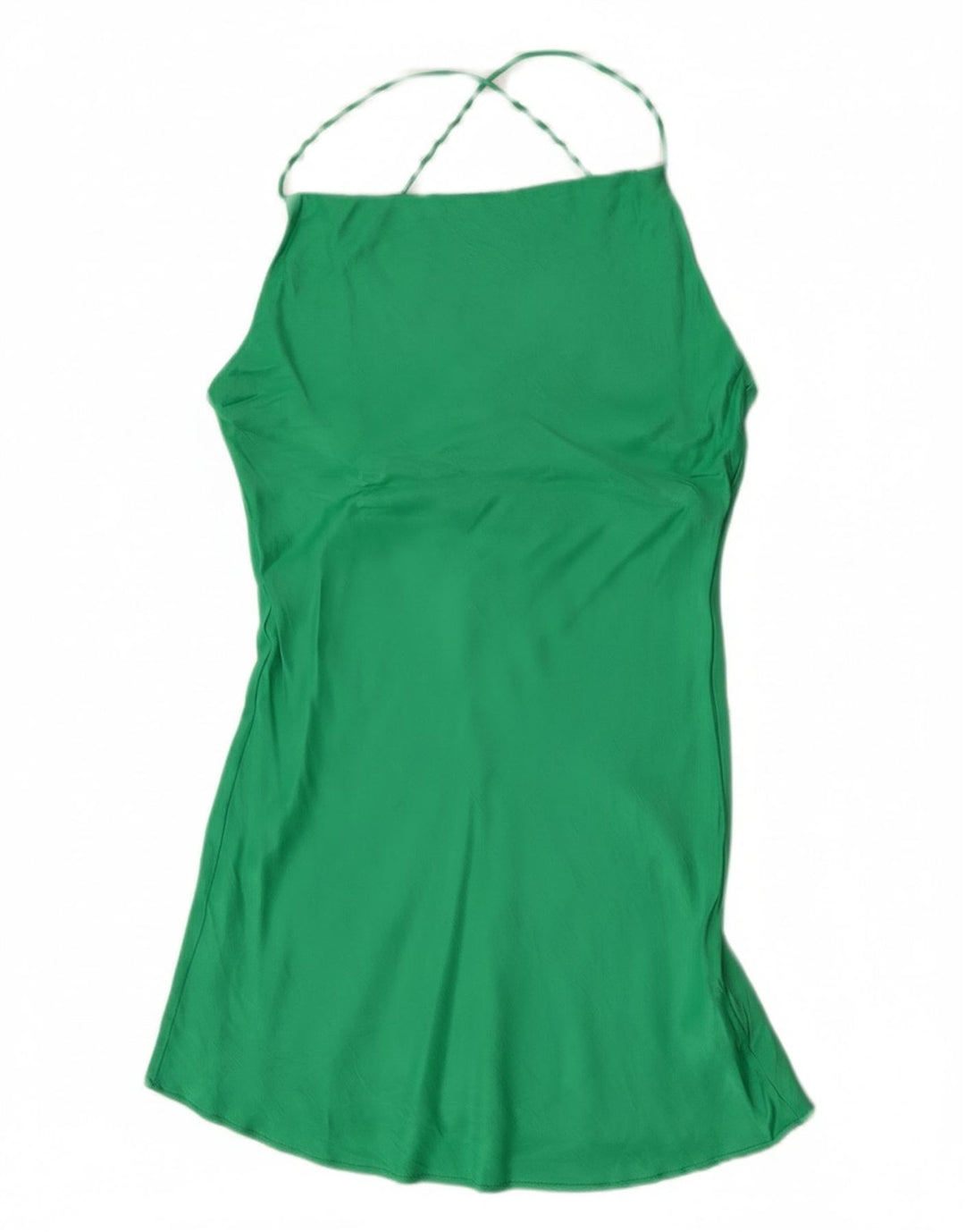 Vestido feminino Zara Halter UK 10 pequeno viscose verde