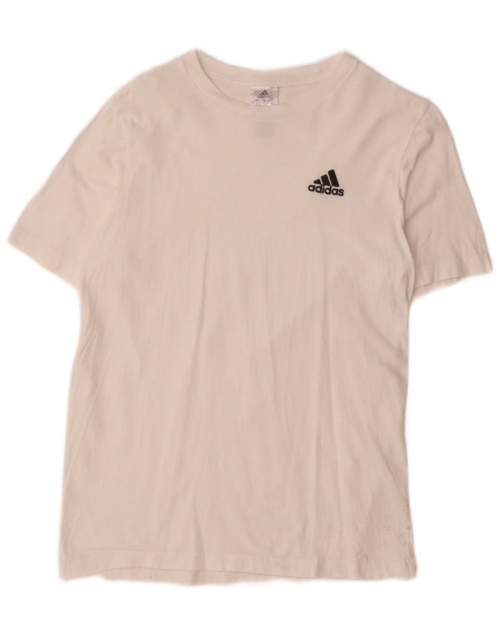 Adidas Mens T-Shirt Top Pequeno Algodão Branco