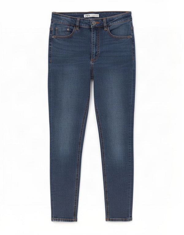 Zara Jeans Skinny Feminino UE 38 Pequeno W28 L27 Azul Algodão