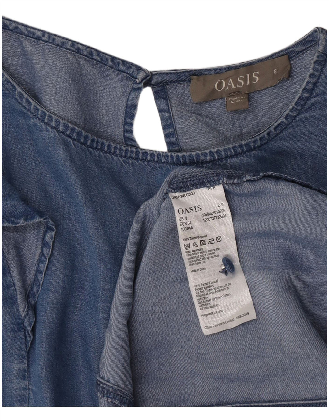 Vestido jeans feminino Oasis Reino Unido 8 pequeno azul Lyocell