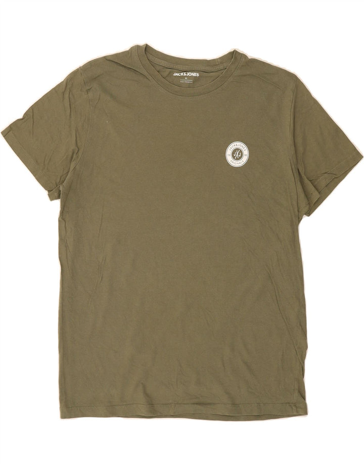 JACK & JONES Mens T-Shirt Top XL Khaki Cotton Vintage Jack & Jones and Second-Hand Jack & Jones from Messina Hembry 