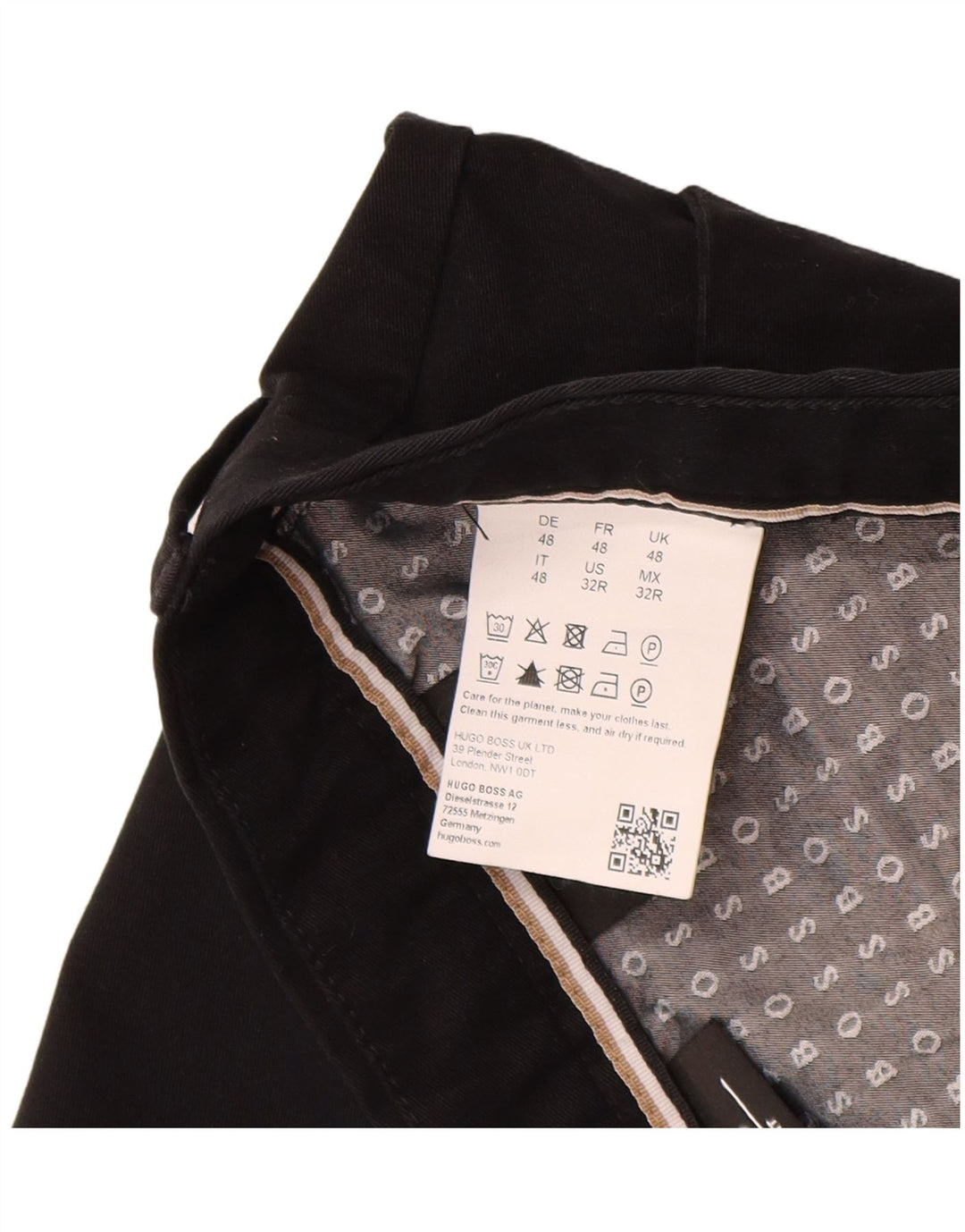 Calça Chino Masculina Slim Fit Hugo Boss EU 48 Médio W32 L28 Algodão Preto