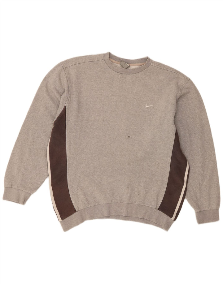 Moletom masculino Nike Jumper grande cinza colorblock algodão
