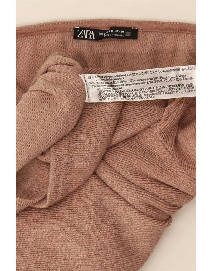 Zara Crop Top Feminino Manga Longa Reino Unido 12 Poliéster Marrom Médio