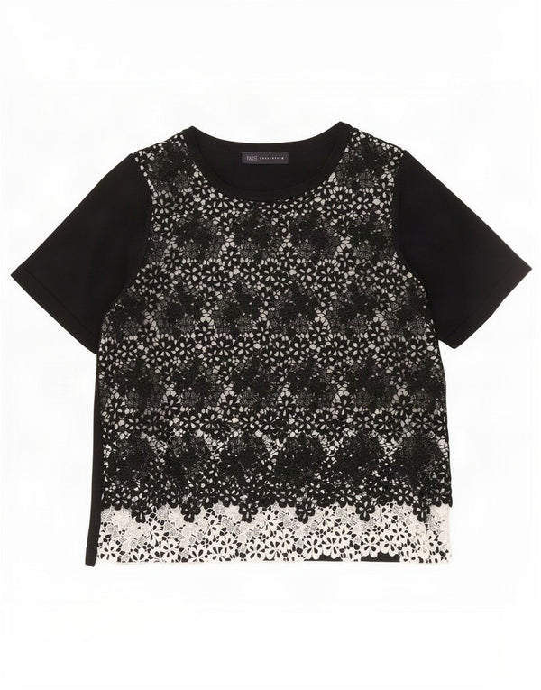 Blusa feminina Marks & Spencer UK 12 médio preto floral