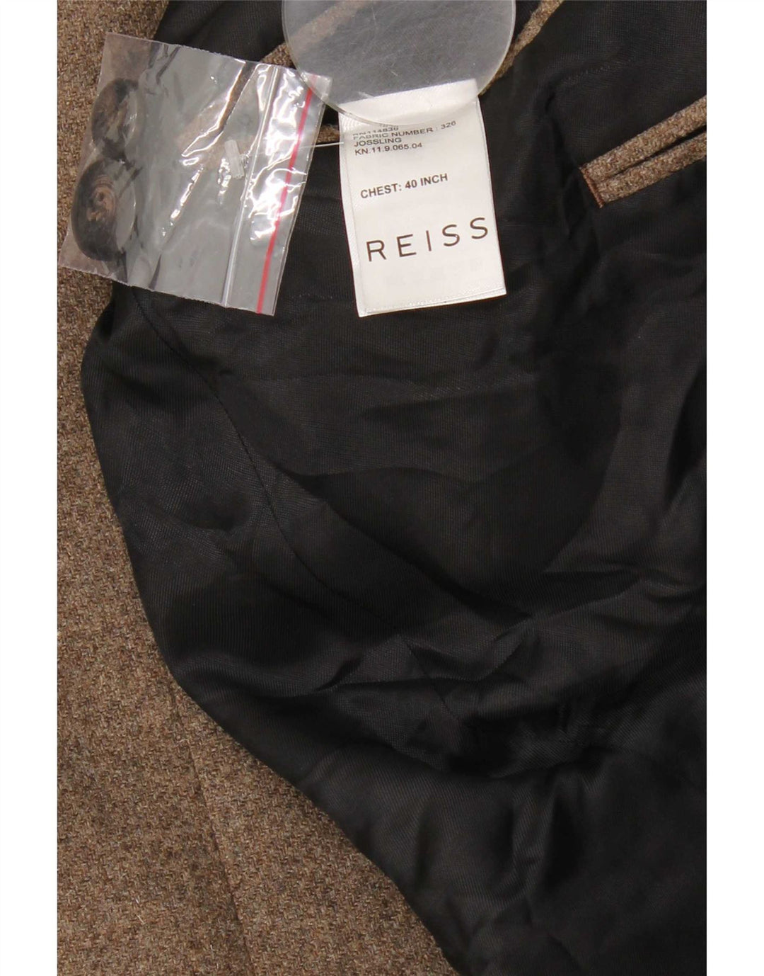 Jaqueta Blazer Masculina Reiss com 4 Botões UK 40 Lã Marrom Grande