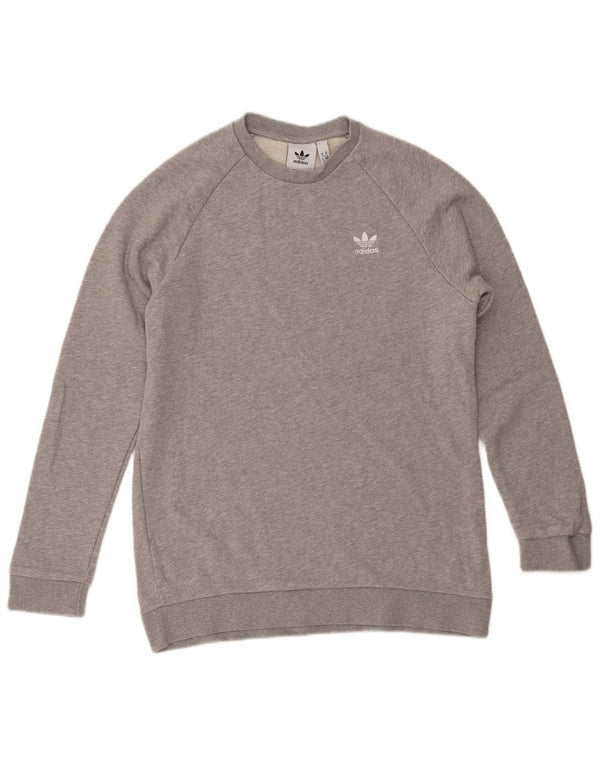 ADIDAS Mens Moletom Jumper Médio Cinza Algodão Flecked