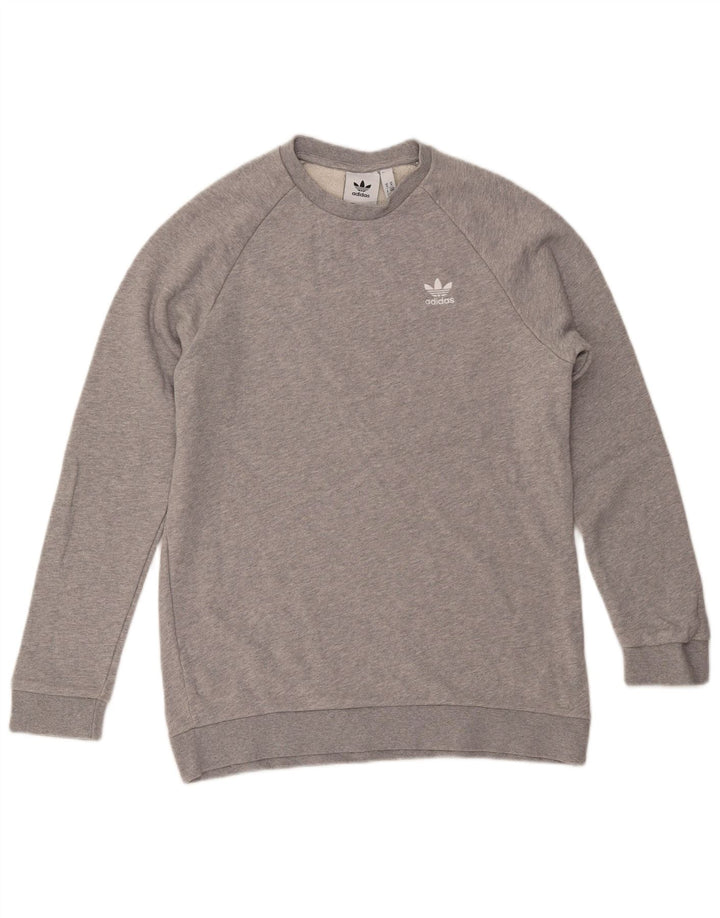 ADIDAS Mens Moletom Jumper Médio Cinza Algodão Flecked