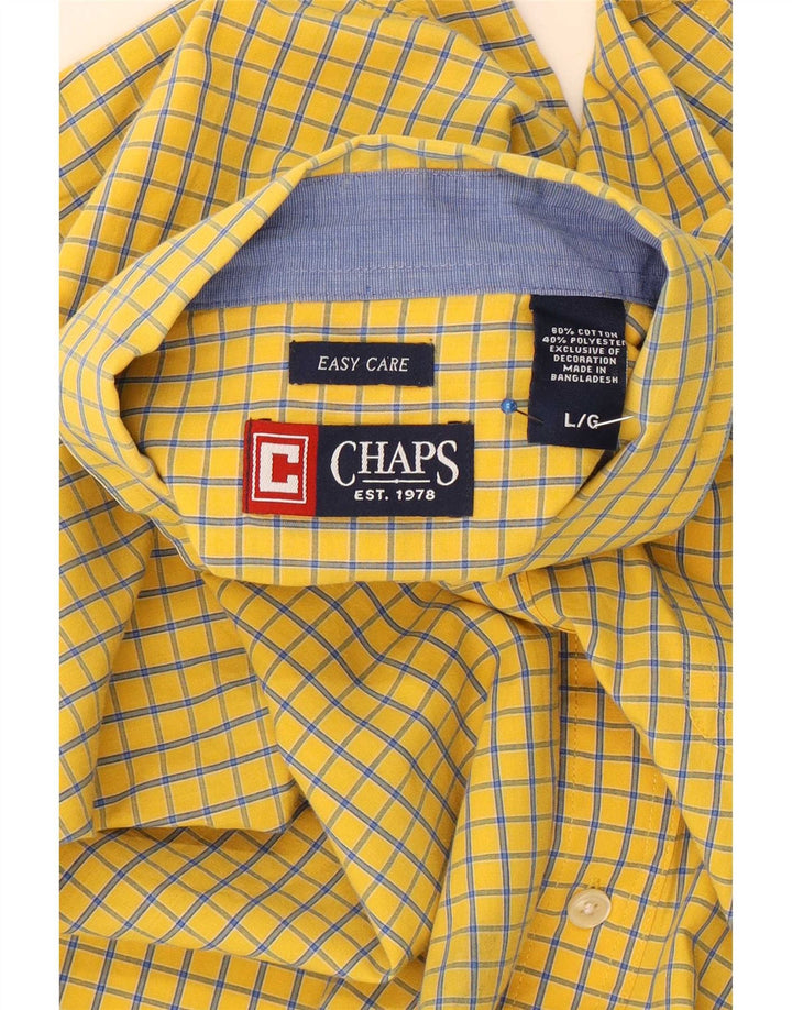 Camisa masculina Chaps grande algodão guingão amarelo