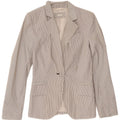 Jaqueta blazer feminina Zara com 1 botão Reino Unido 4 XS branco risca de giz poliéster