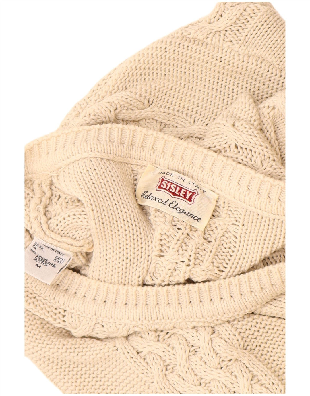 Suéter feminino Sisley Relaxed Elegance com gola redonda Reino Unido 14 médio bege