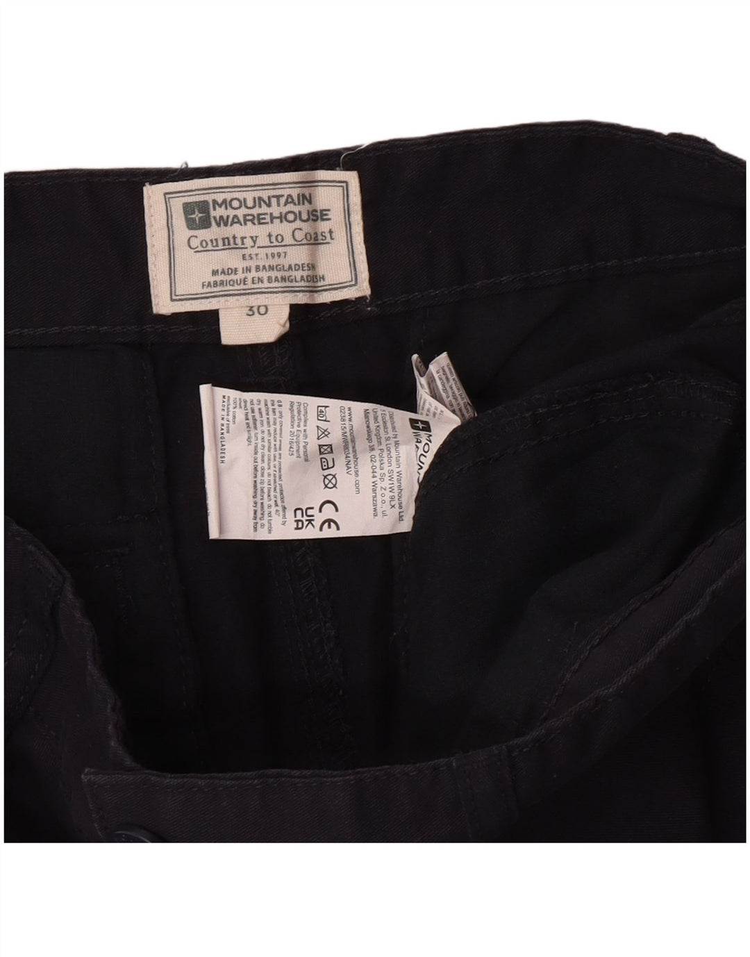 Shorts cargo masculino regular Mountain Warehouse W30 algodão azul marinho médio