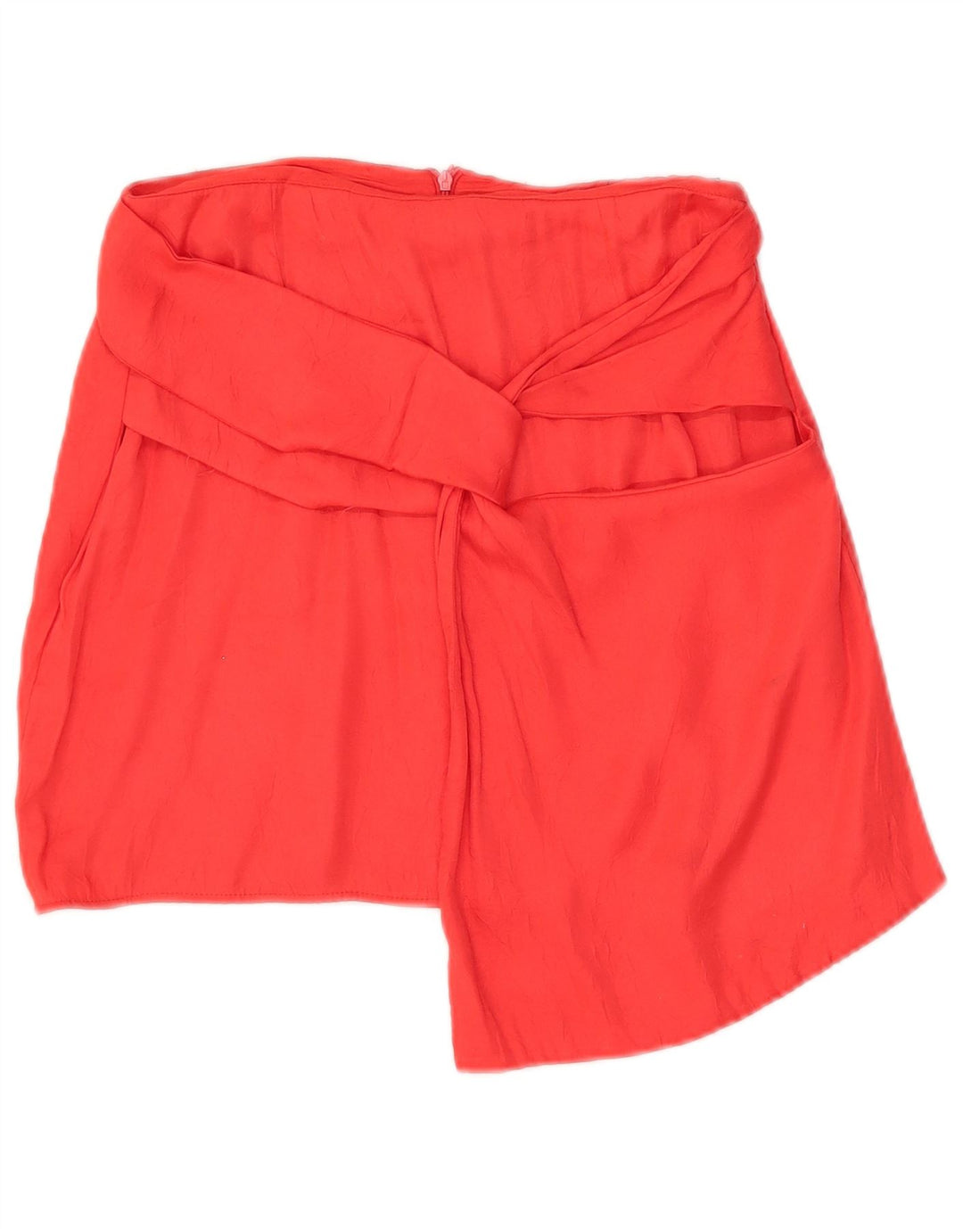 Zara Mini saia assimétrica feminina média W28 viscose vermelha