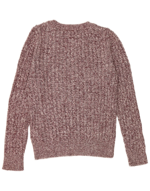 Superdry Womens Boat Neck Jumper Sweater UK 14 Medium Burgundy Flecked