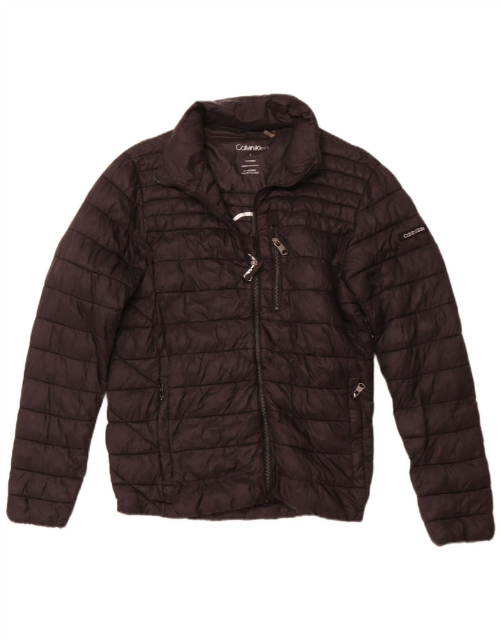 Jaqueta masculina acolchoada gráfica CALVIN KLEIN UK 36 pequena preta nylon