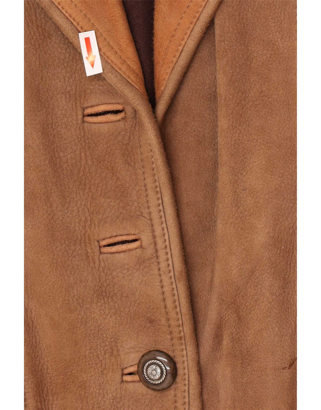 Jaqueta blazer feminina vintage de camurça com 1 botão IT 40 couro marrom grande