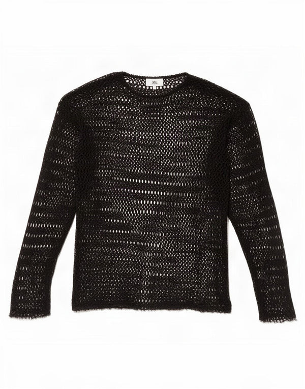 Top Zara feminino de crochê transparente UK 10 pequeno preto