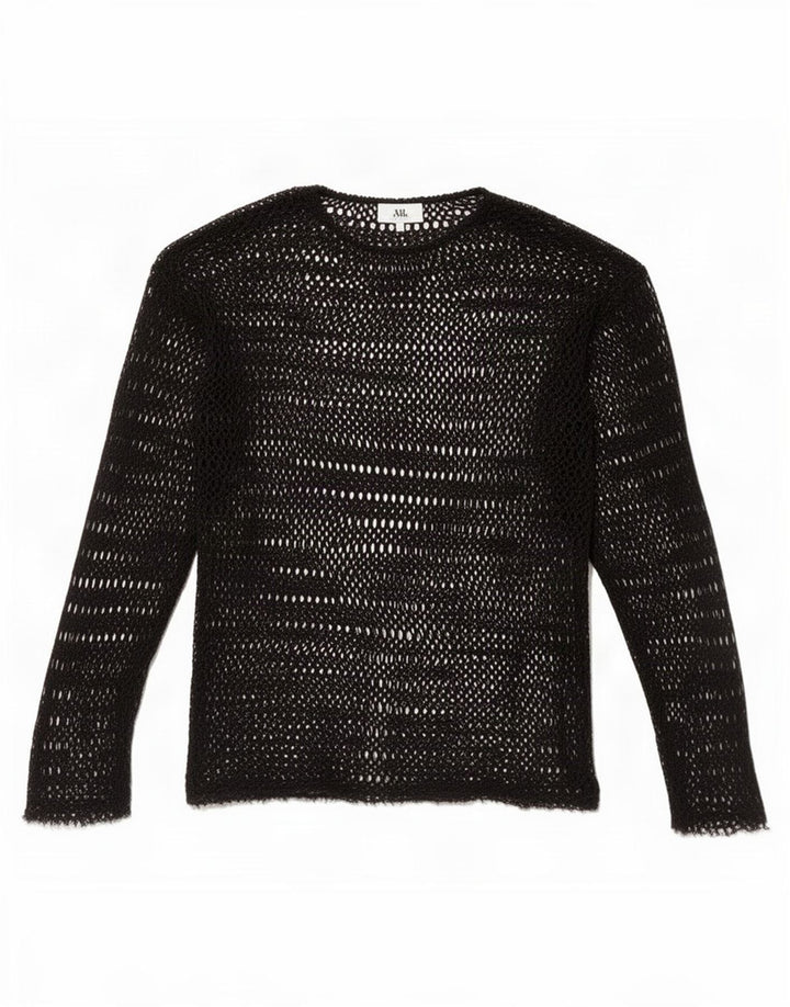 Top Zara feminino de crochê transparente UK 10 pequeno preto