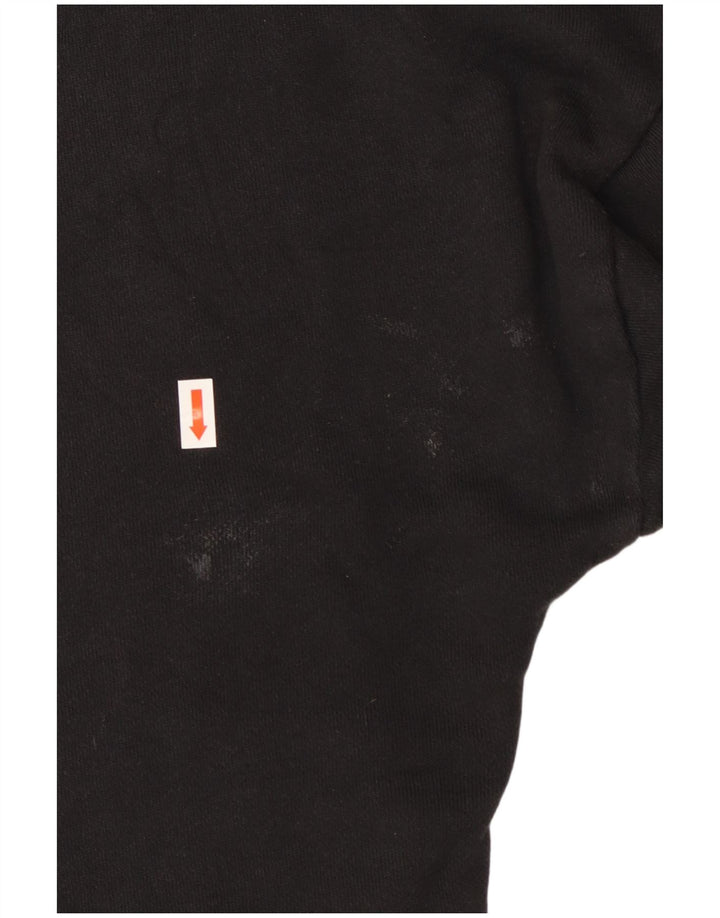 ADIDAS Womens Oversized Crop Hoodie Jumper UK 12 Médio Preto Colourblock