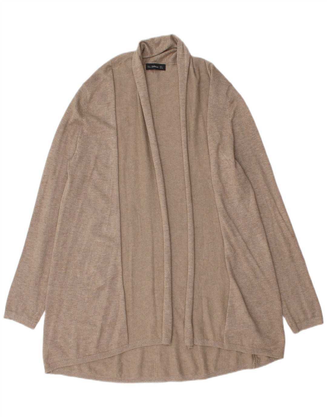 Suéter cardigã aberto com palangre feminino Zara Reino Unido 12 viscose bege médio