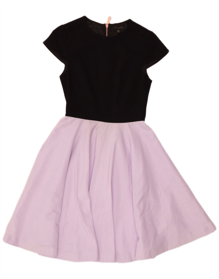 Vestido feminino Ted Baker evasê US 1 XS preto colorblock poliéster