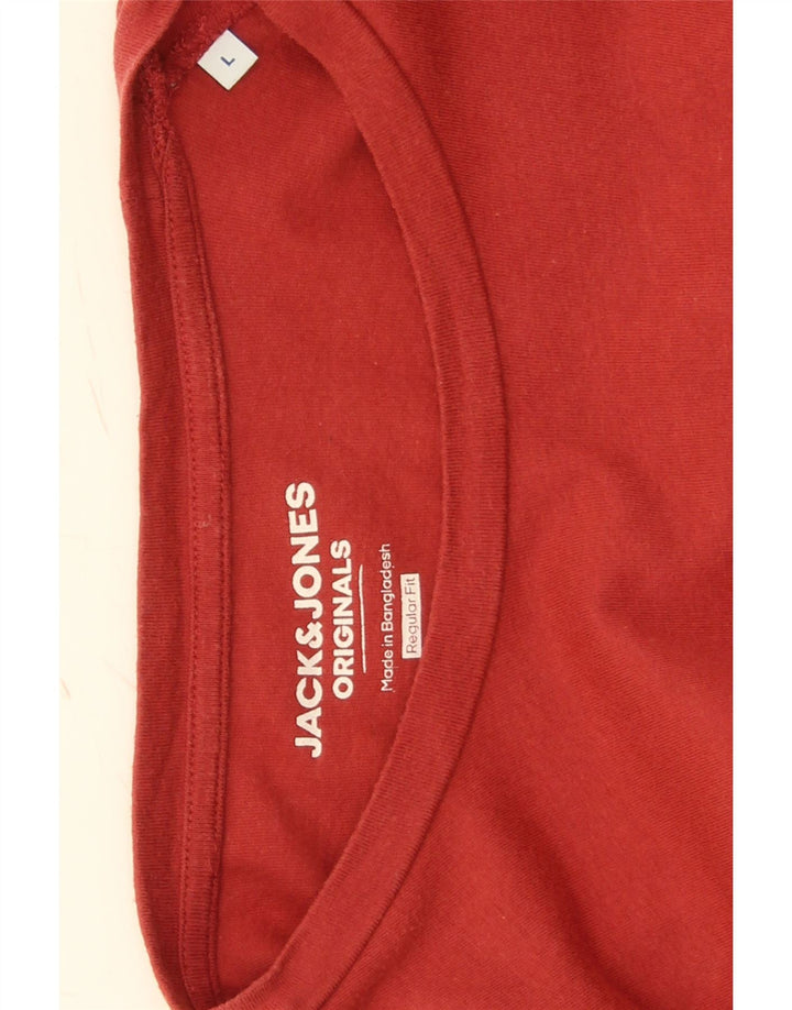 JACK & JONES Mens Regular Fit Graphic T-Shirt Top Large Red Cotton Vintage Jack & Jones and Second-Hand Jack & Jones from Messina Hembry 