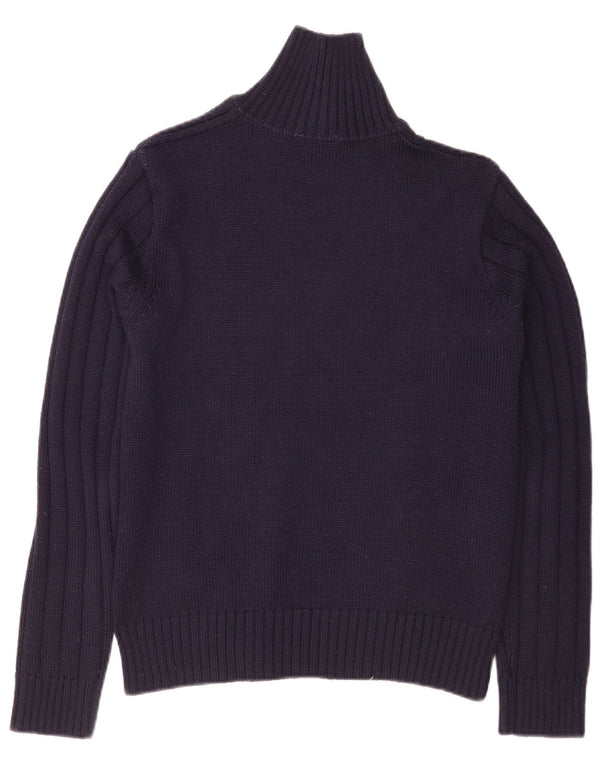 Suéter feminino Nara Maglie com zíper e gola uk 14 lã azul marinho médio