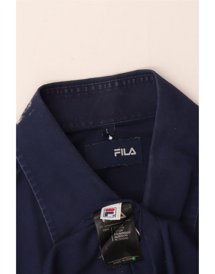 Camisa masculina Fila de manga curta grande algodão azul marinho