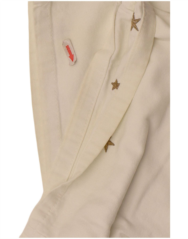 Shorts jeans feminino vintage IT 42 médio W30 algodão geométrico branco