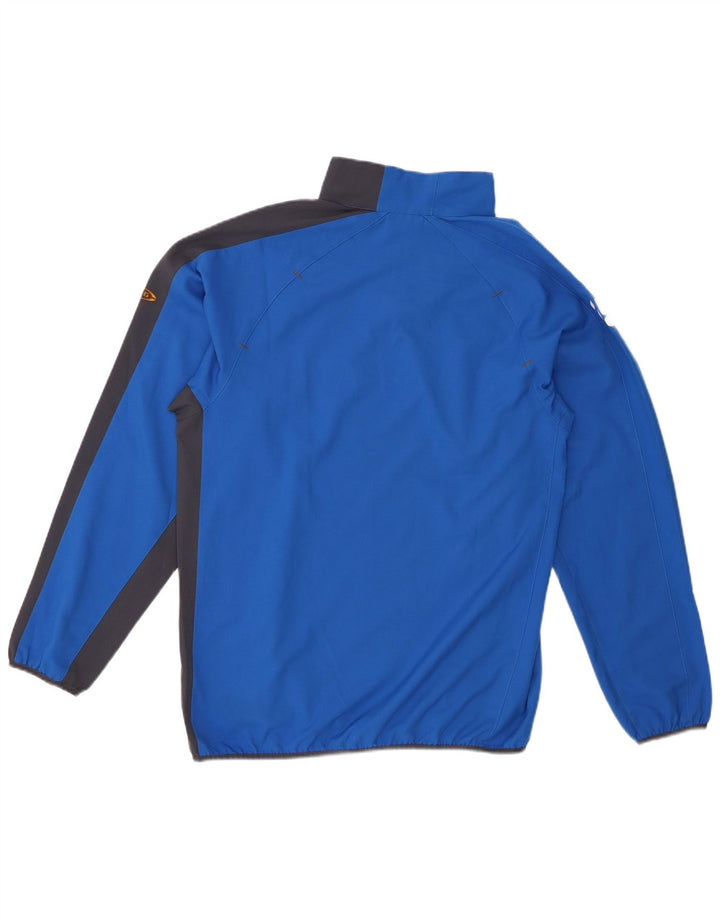 Pulôver masculino PUMA com decote em zíper e moletom pequeno azul colorido