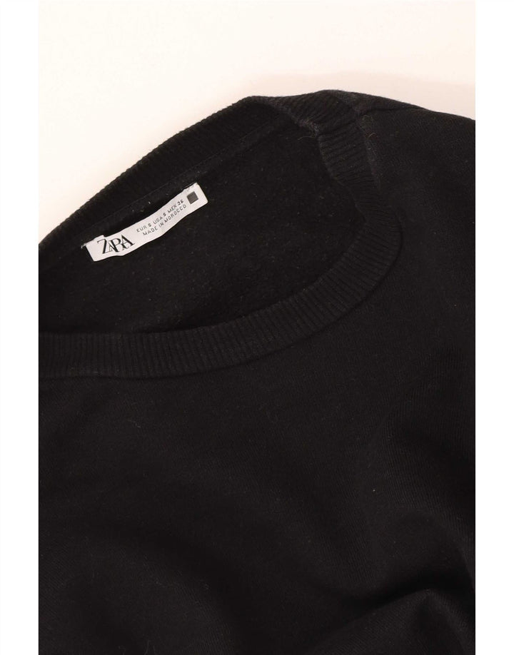 Zara Womens Crop Oversized Moletom Jumper Reino Unido 10 Pequeno Preto Floral