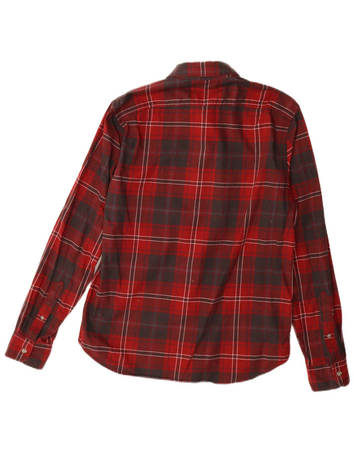 Camisa masculina de flanela Slim Fit Timberland de algodão xadrez vermelho médio