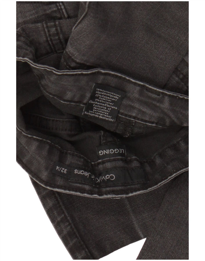 Calça legging feminina Calvin Klein US 14 grande W32 L30 algodão cinza