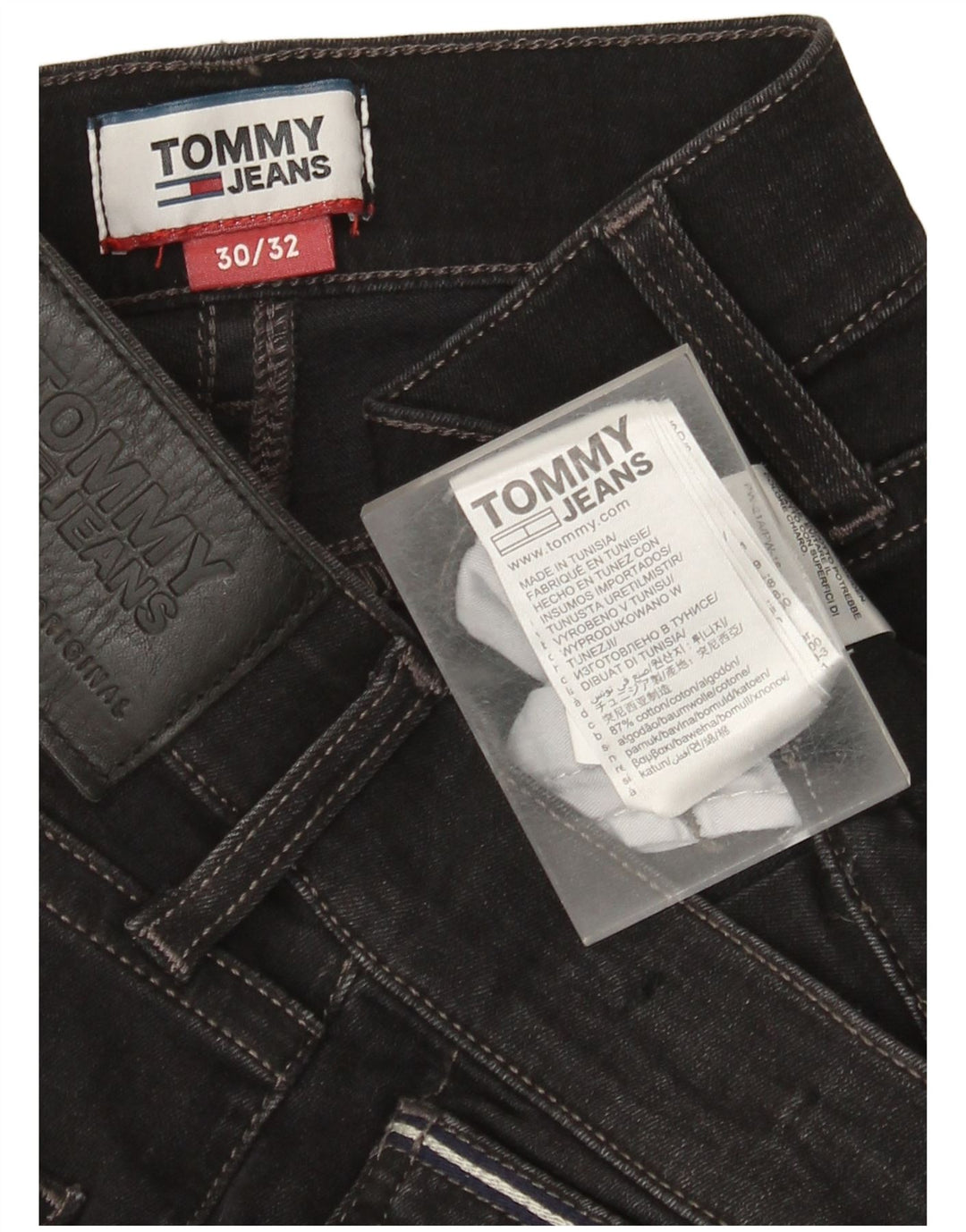 Tommy Hilfiger Masculino Slim Jeans W30 L32 Algodão Preto