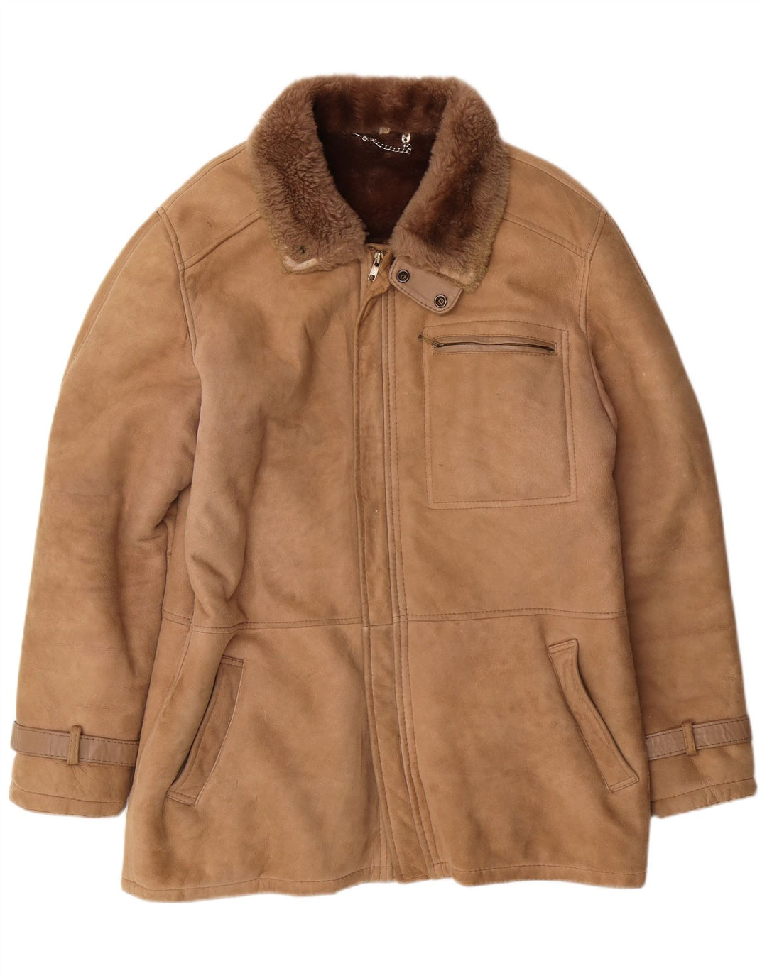 Jaqueta masculina VINTAGE Shearling IT 50 grande marrom shearling