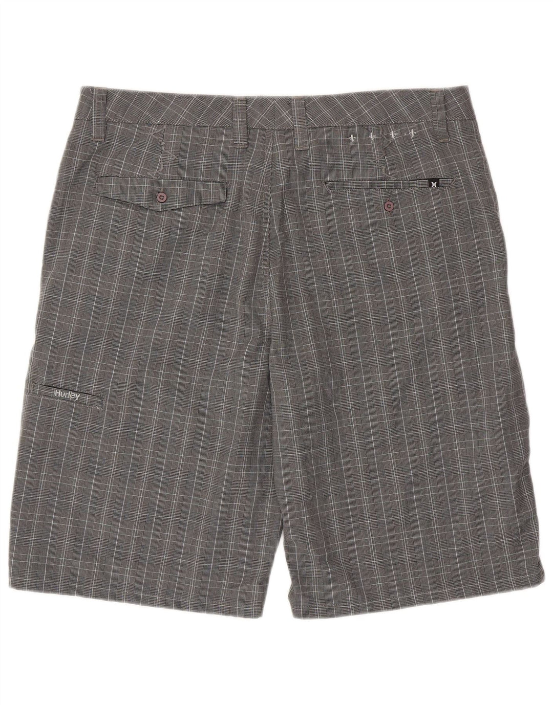 Hurley Mens Chino Shorts W36 Grande Cinza Houndstooth Poliéster