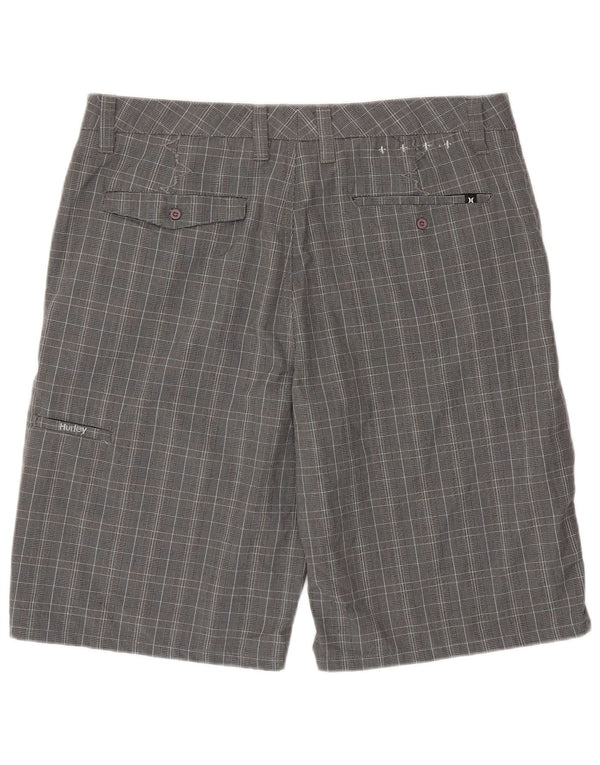 Hurley Mens Chino Shorts W36 Grande Cinza Houndstooth Poliéster